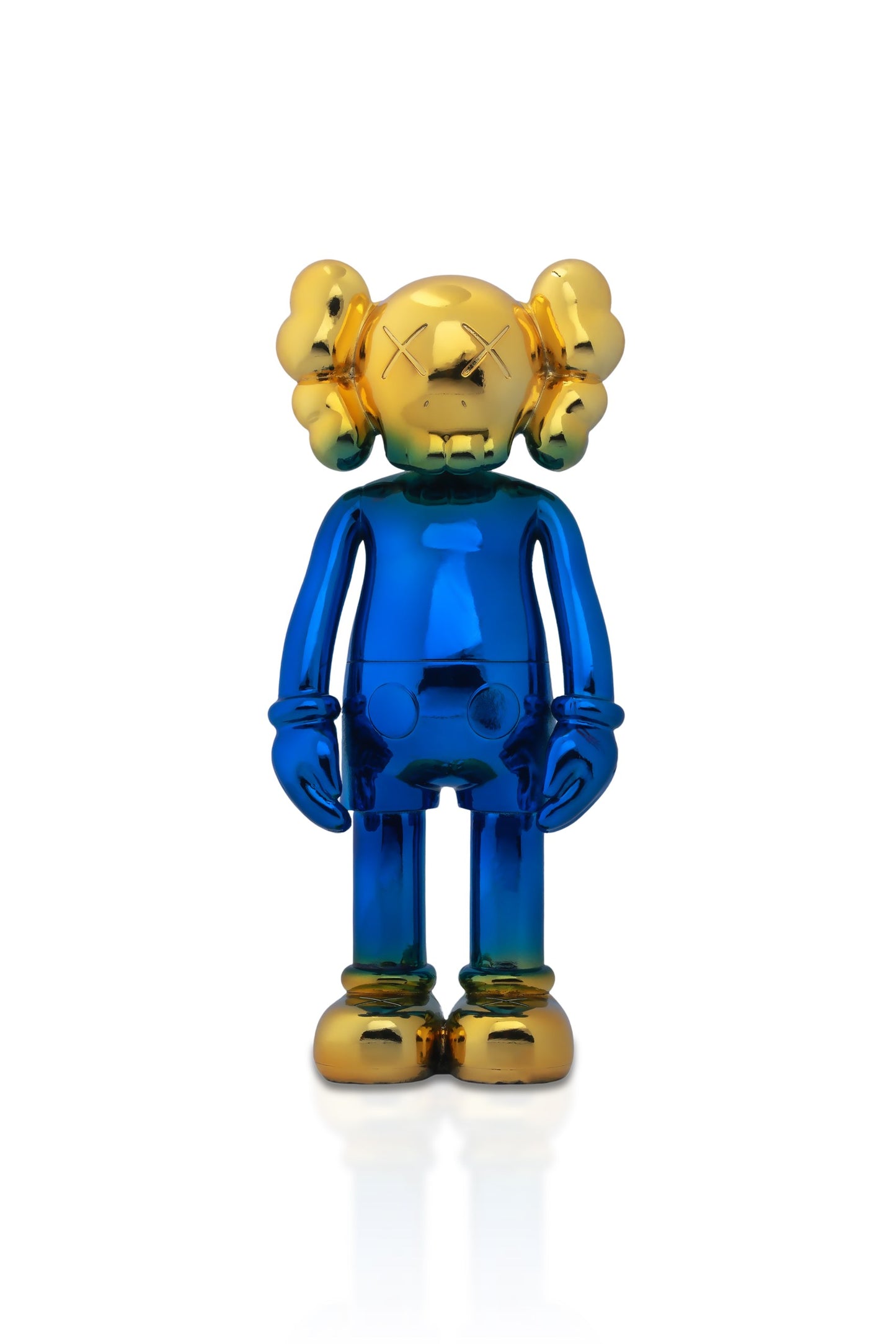 Kaws Sculpture Blue & Gold Pop Art Icon Home Decor (14 x 30 x 8 cm)