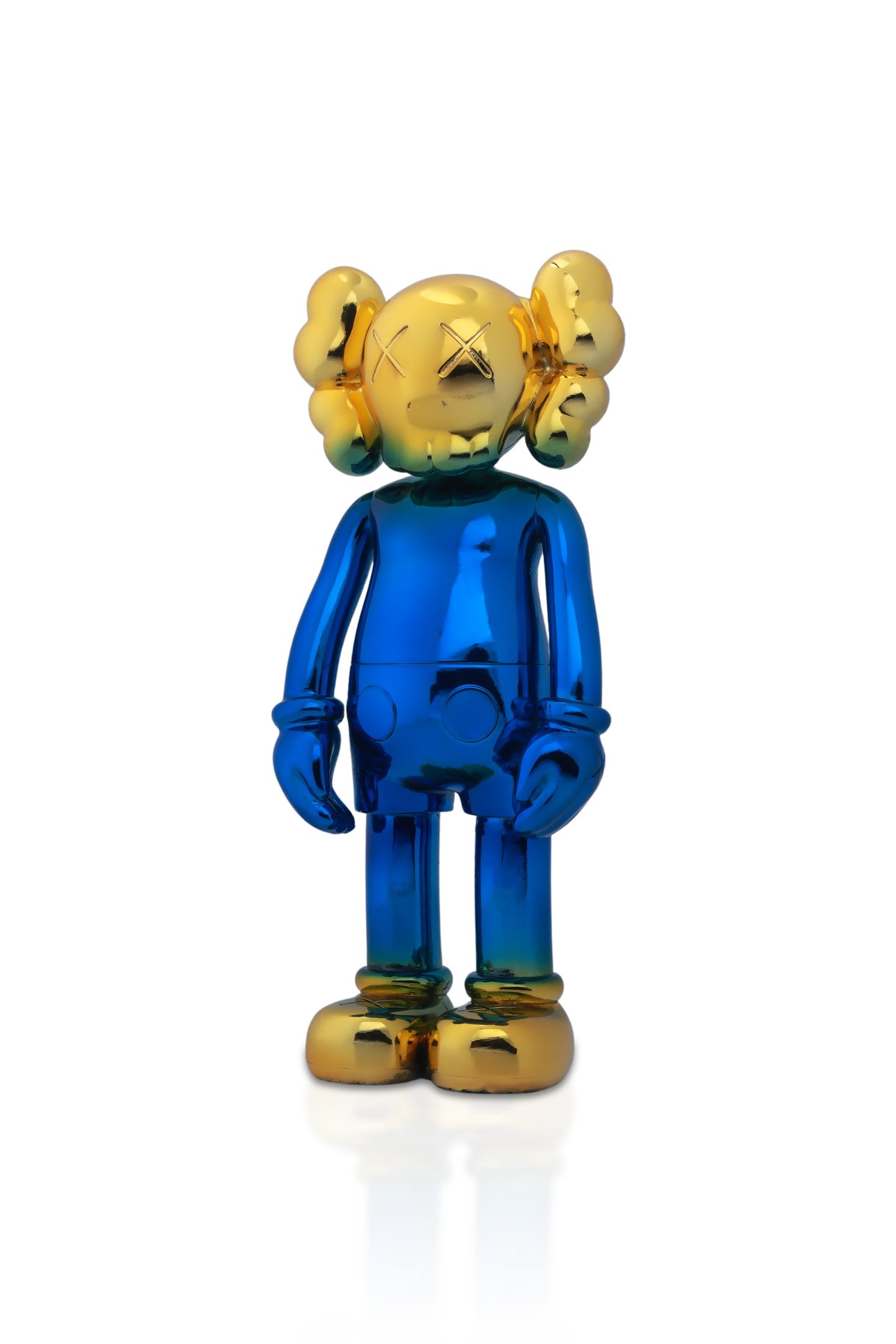 Kaws Sculpture Blue & Gold Pop Art Icon Home Decor (14 x 30 x 8 cm)