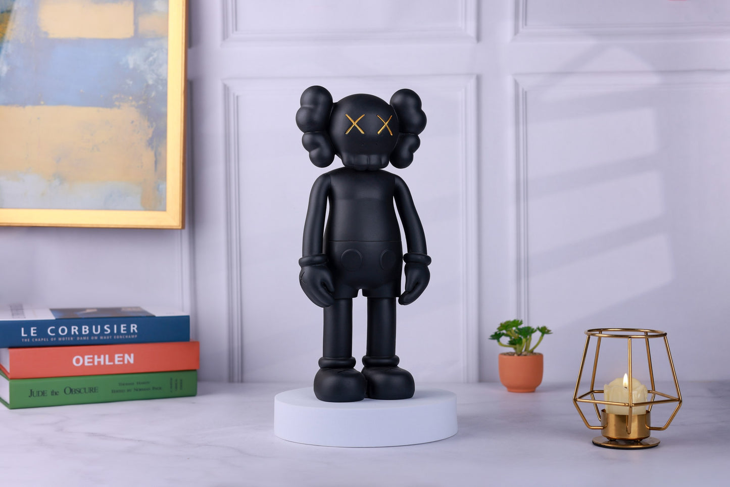 Kaws Sculpture Matte Black Pop Art Icon Home Decor (14 x 30 x 8 cm)