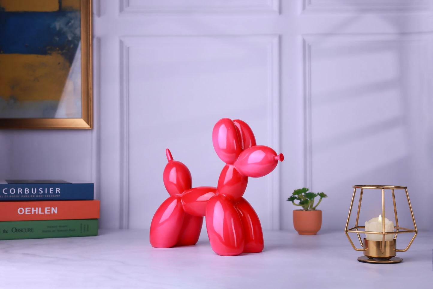 Balloon Dog Magenta Matte Home Decor Sculpture (20 x 18 x 9 cm)