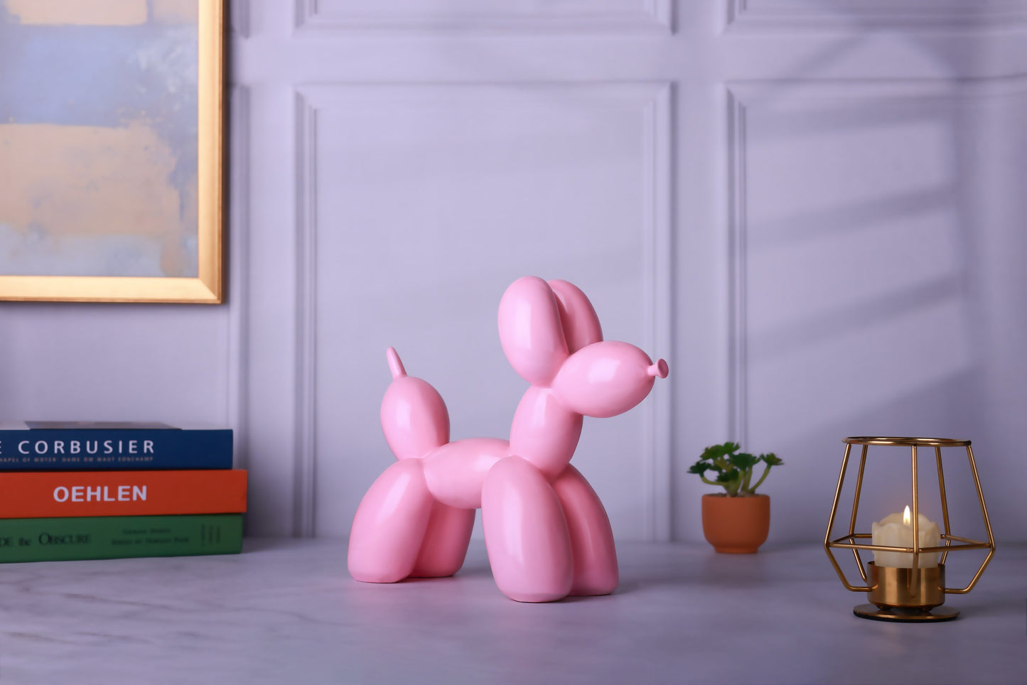 Balloon Dog Pink Matte Home Decor Sculpture (20 x 18 x 9 cm)