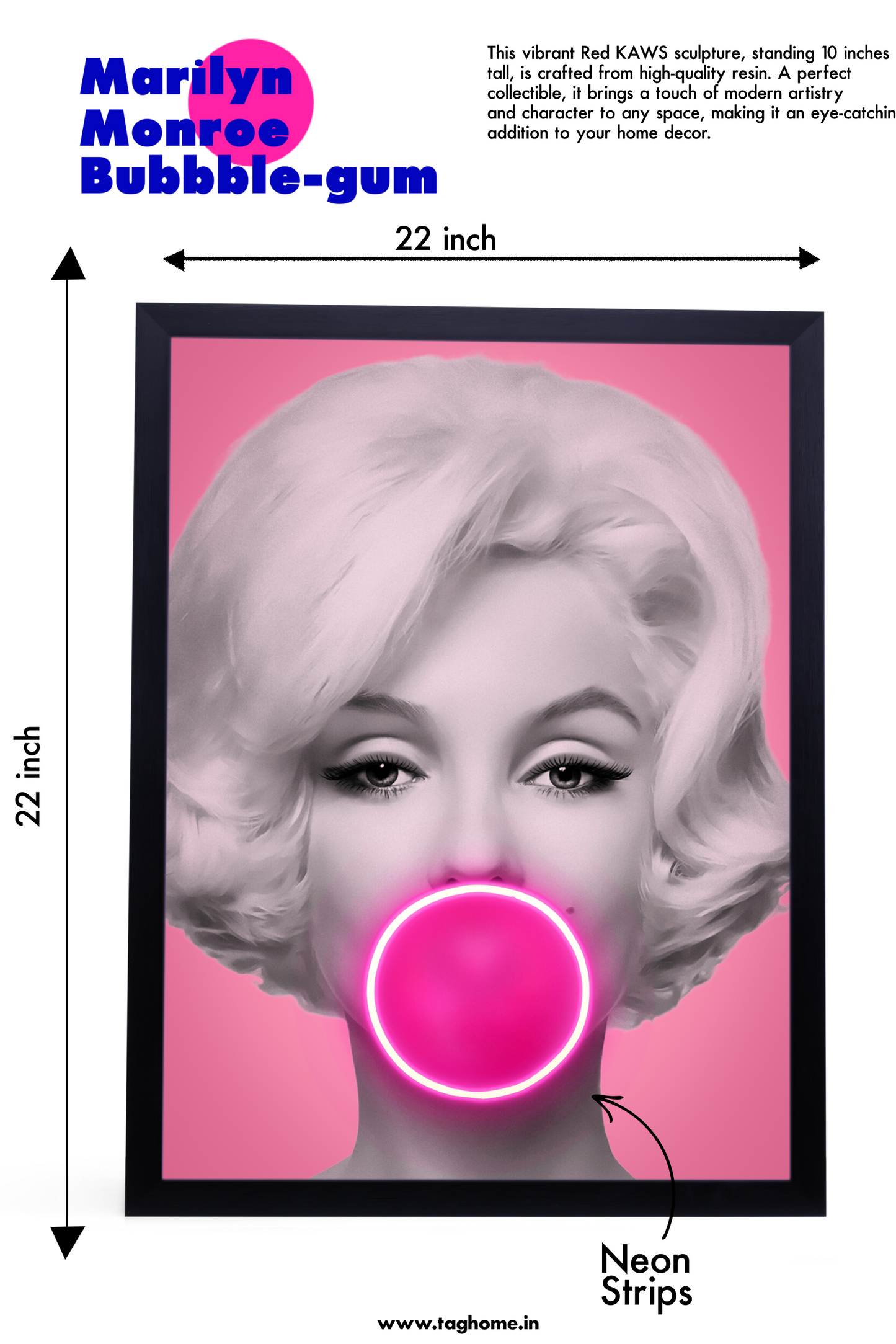 Marilyn Bubblegum LED Wall Art Home Decor