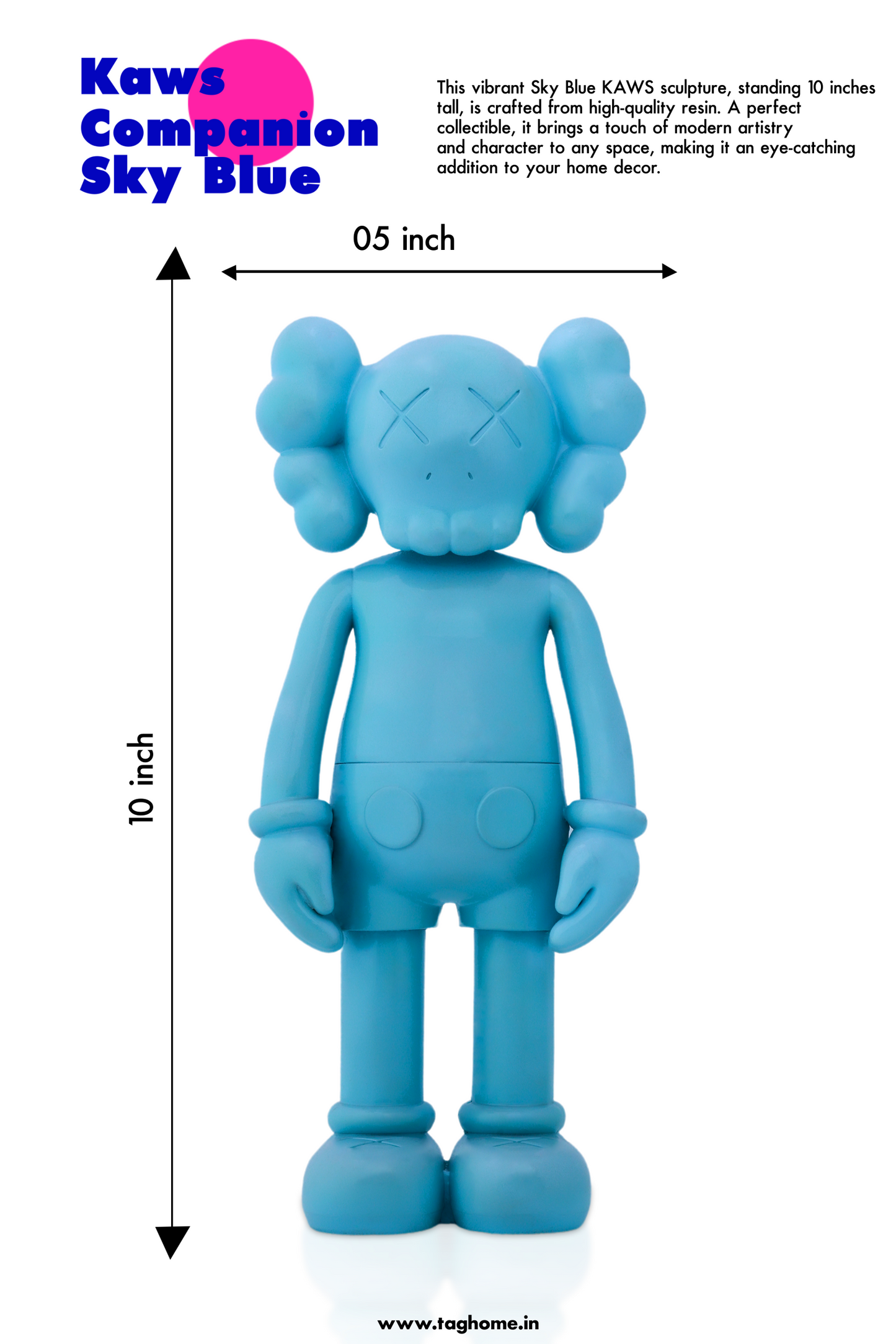 Kaws Sculpture Sky Blue Matte Home Decor (14 x 30 x 8 cm)