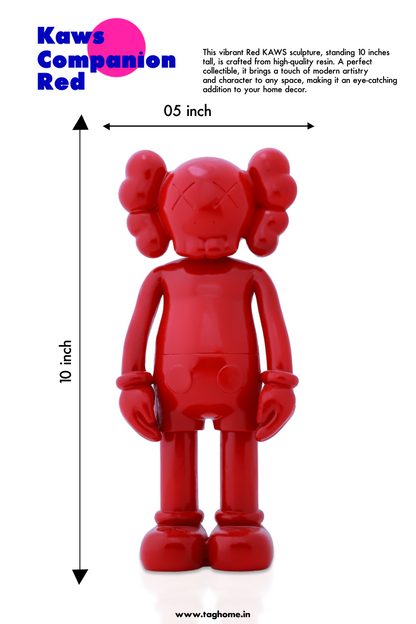 Kaws Sculpture Red Matte Home Decor (14 x 30 x 8 cm)