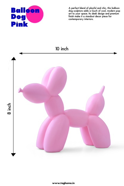 Balloon Dog Pink Matte Home Decor Sculpture (20 x 18 x 9 cm)
