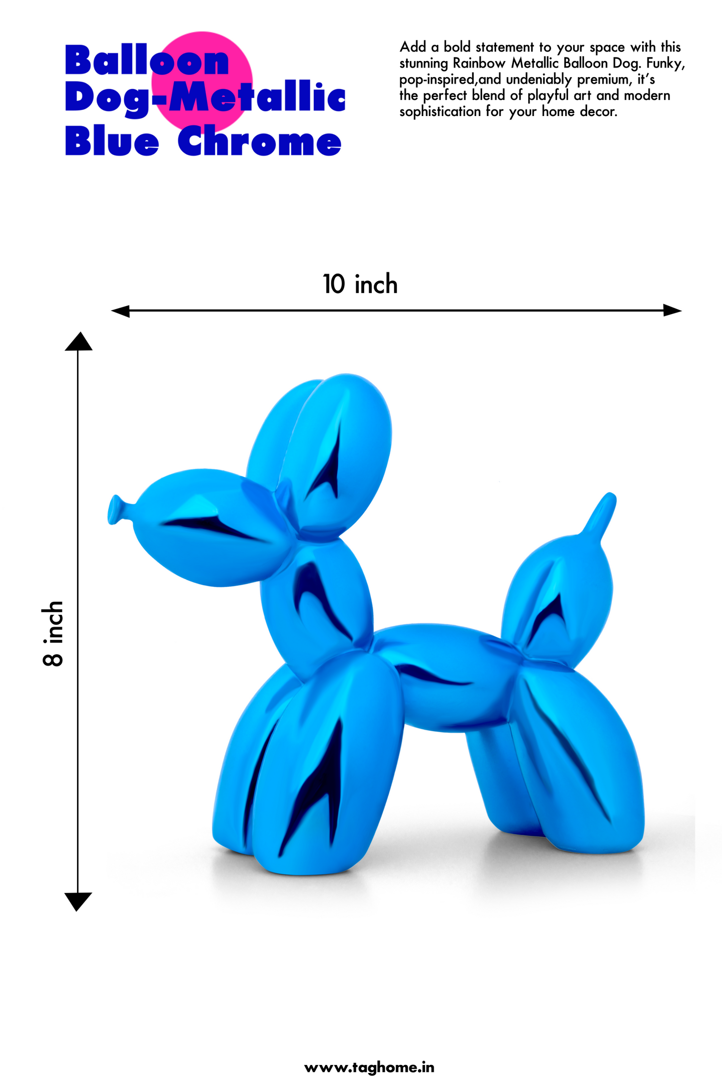 Balloon Dog Blue Chrome Home Decor Sculpture