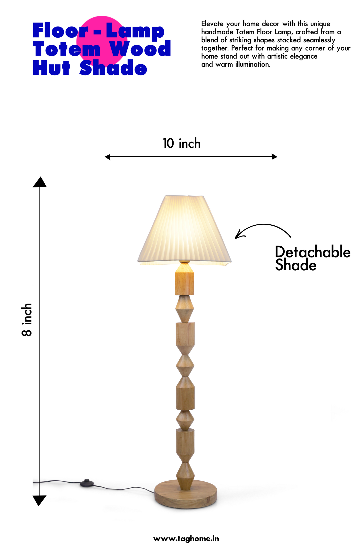 Wood Totem Floor Lamp 141 cm Home Decor Lighting