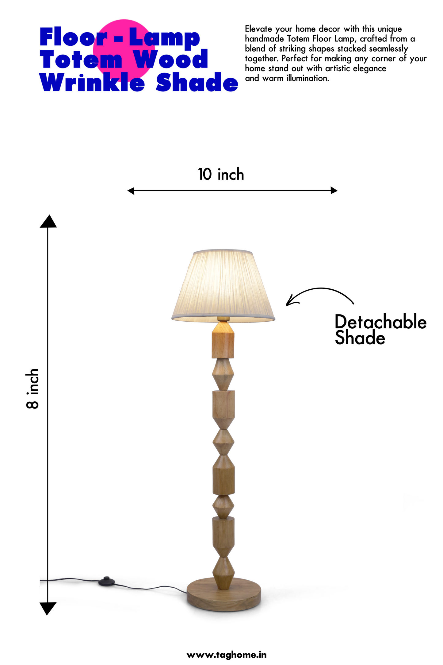 Wood Totem Floor Lamp 141 cm Home Decor Lighting
