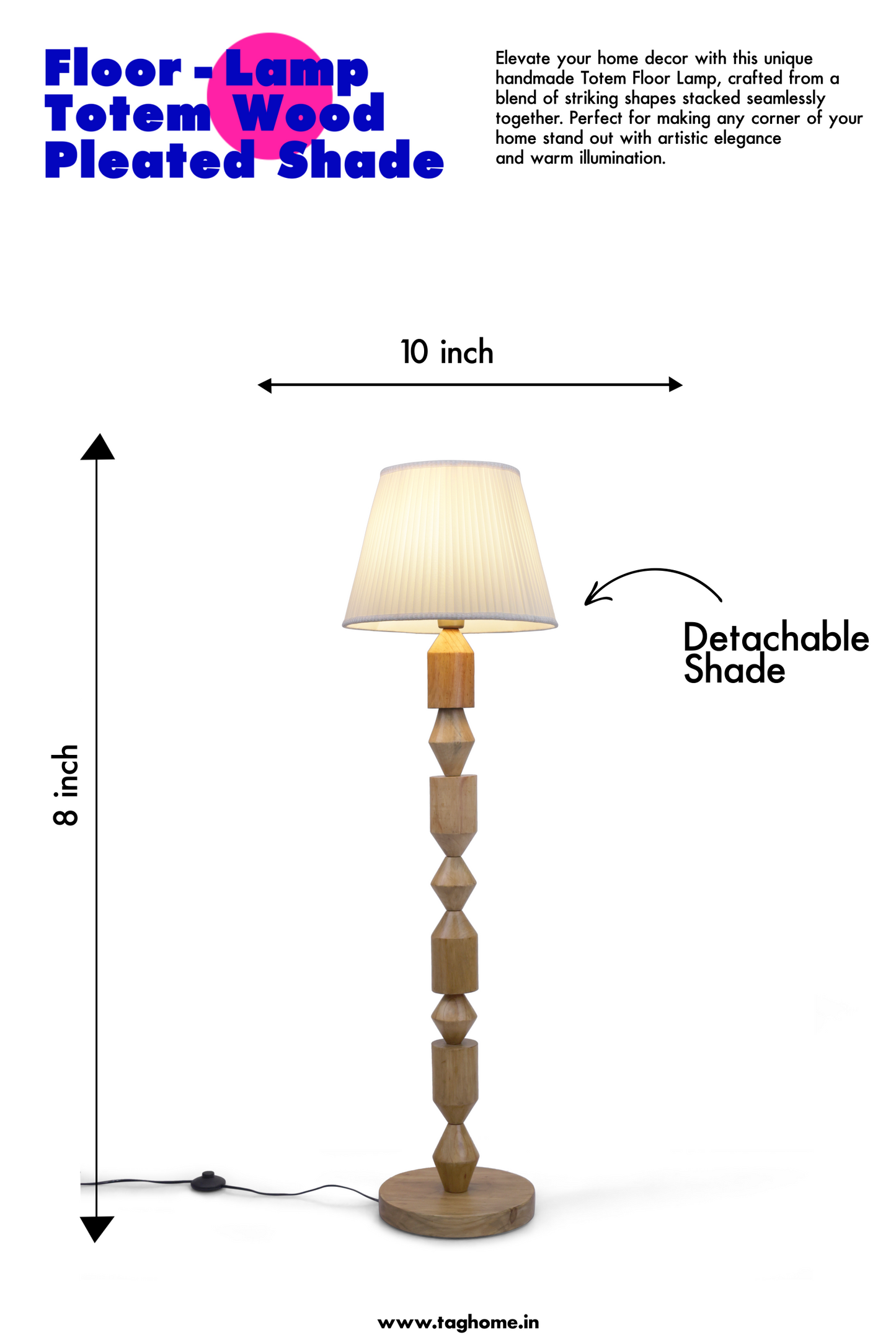 Wood Totem Floor Lamp 141 cm Home Decor Lighting