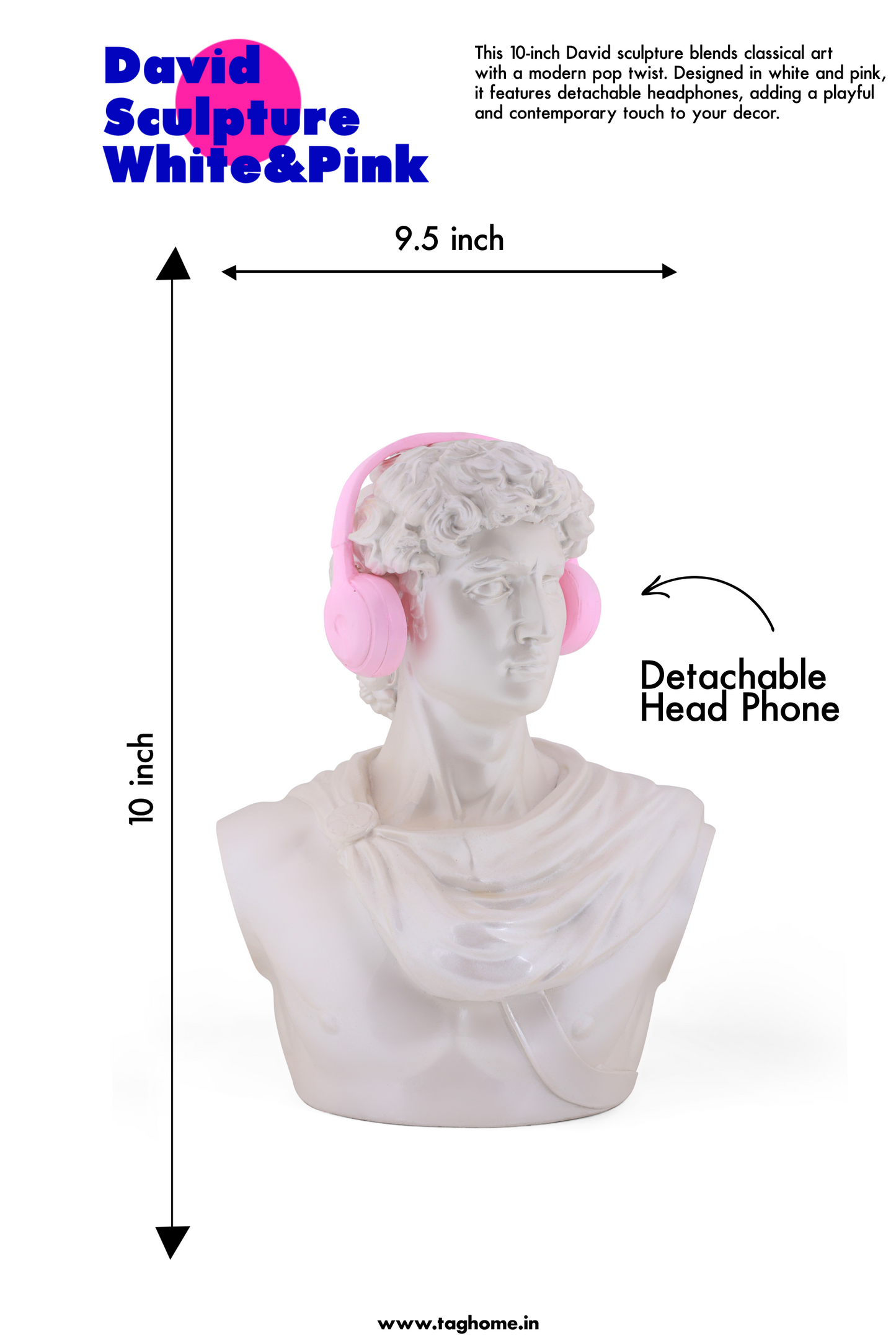 Michelangelo's David Pearl White Marble Home Decor Sculpture