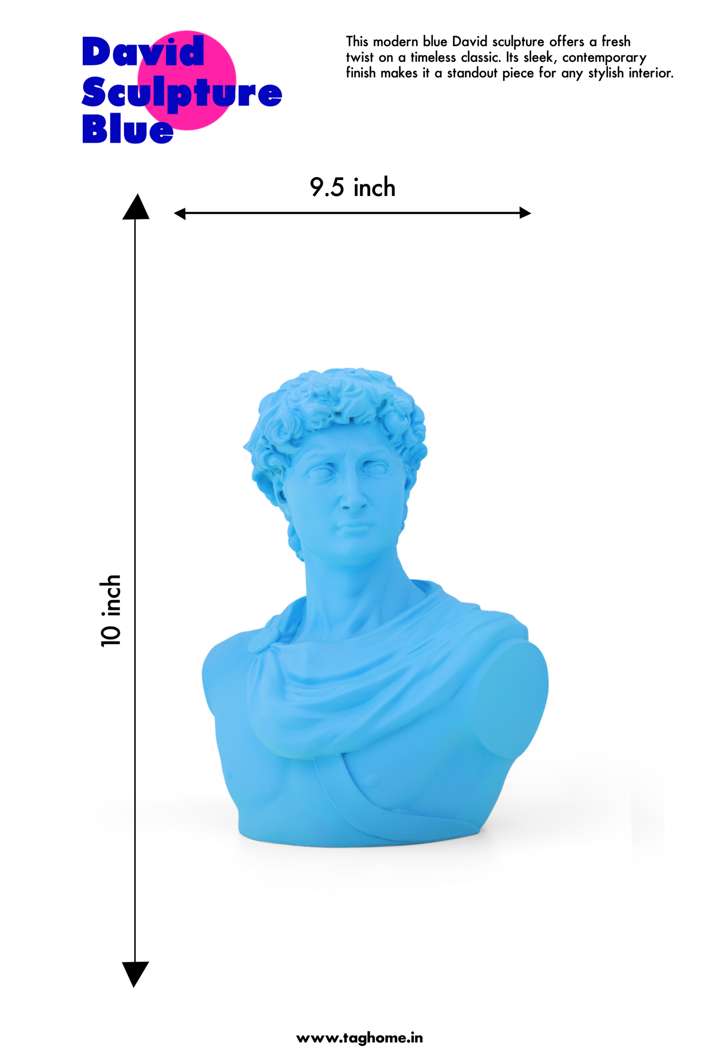 Michelangelo's David Sky Blue Home Decor Sculpture