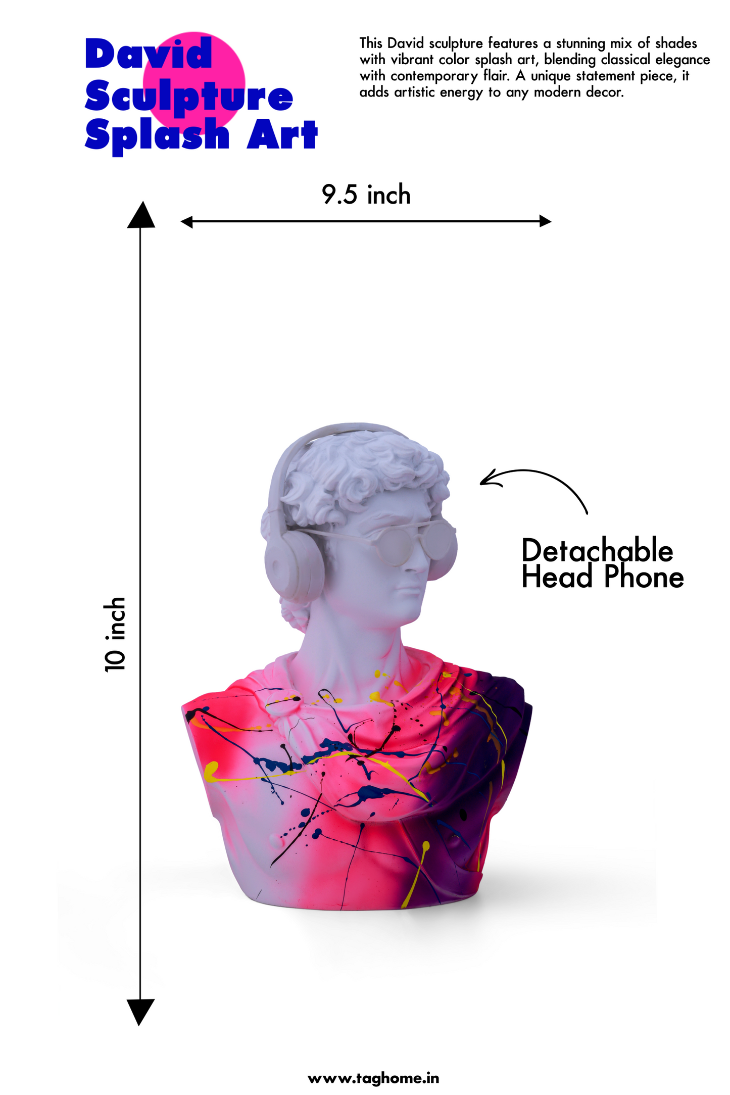 Michelangelo's David Multi-Color Home Decor Sculpture