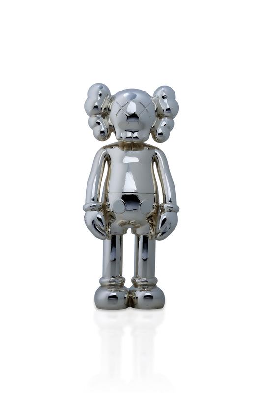 Kaws Sculpture Metallic Silver Chrome Collection Home Decor (14 x 30 x 8 cm)
