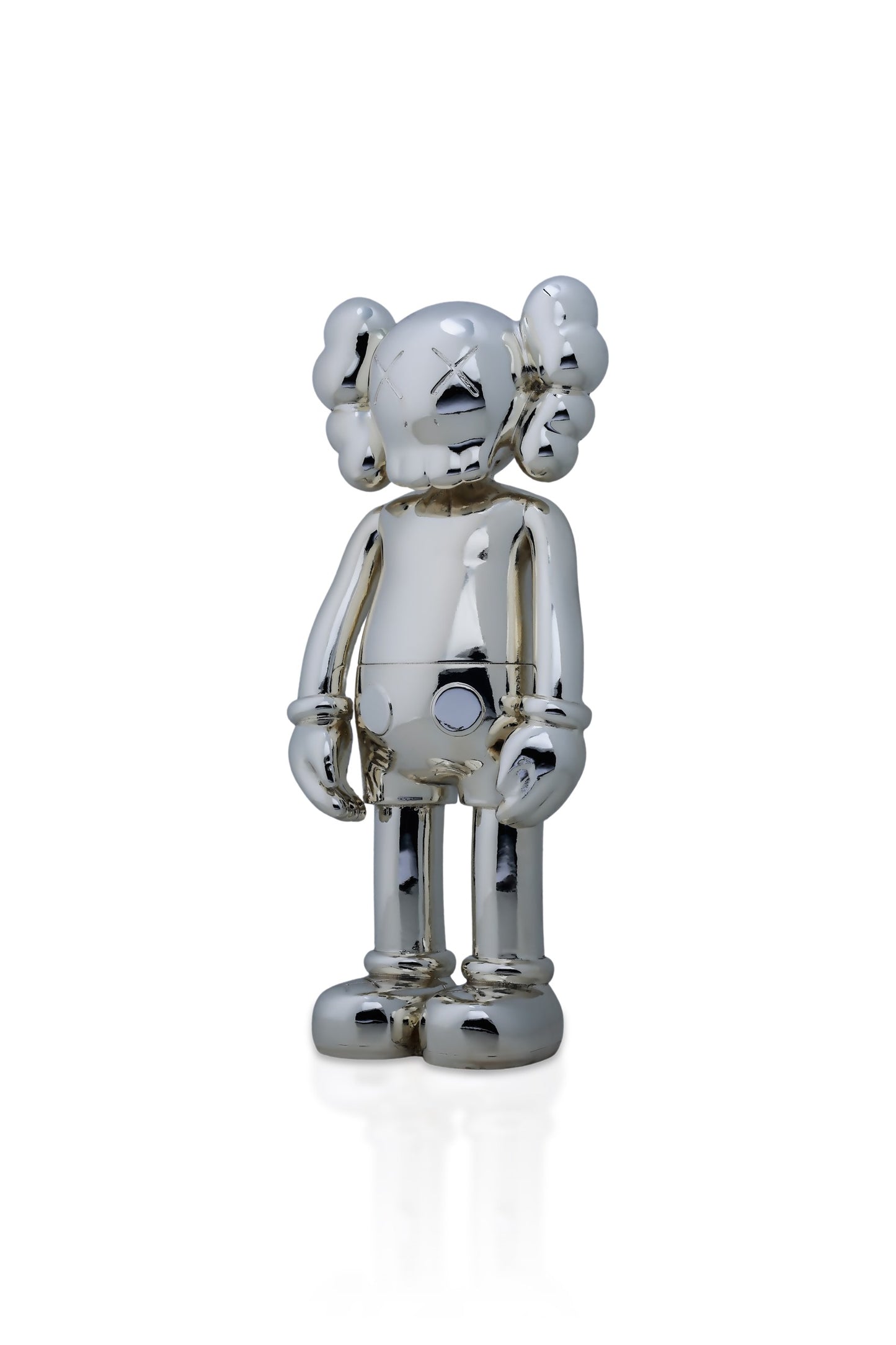 Kaws Sculpture Metallic Silver Chrome Collection Home Decor (14 x 30 x 8 cm)