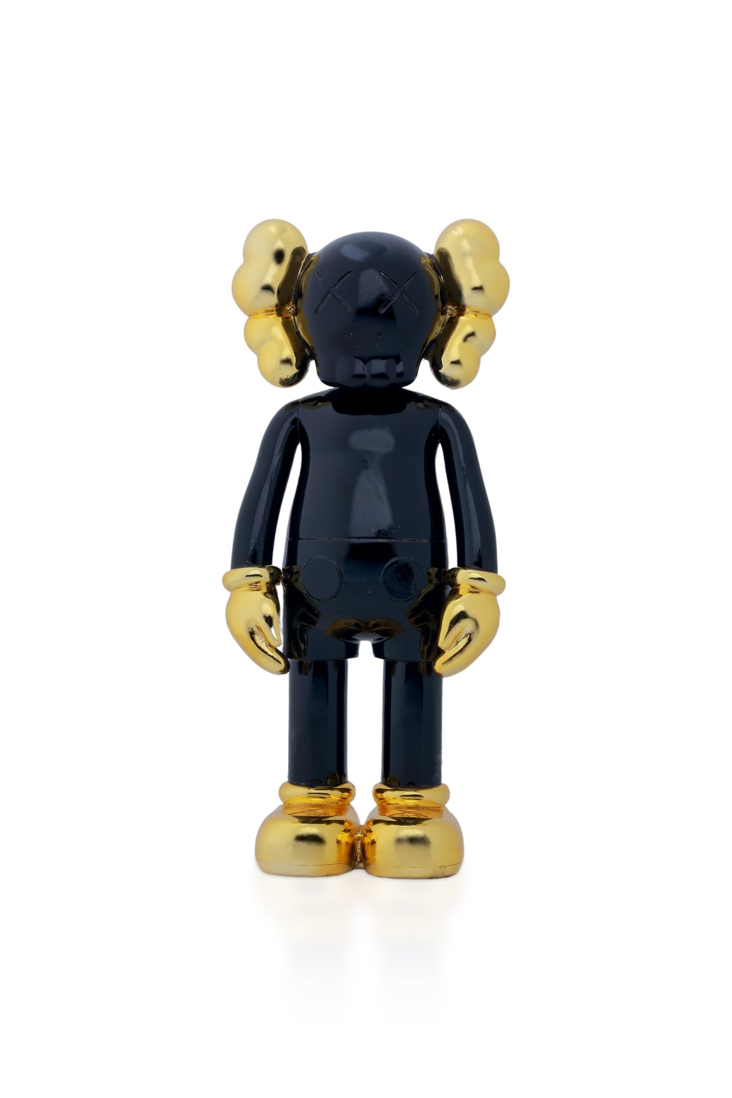 Kaws Sculpture Metallic Black with Gold Chrome Accents Home Decor (14 x 30 x 8 cm)