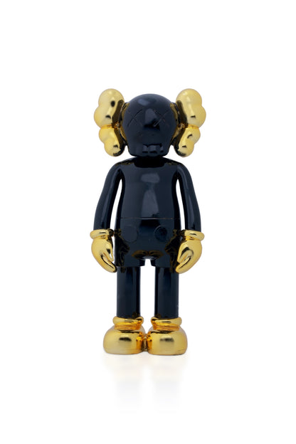 Kaws Sculpture Metallic Black with Gold Chrome Accents Home Decor (14 x 30 x 8 cm)