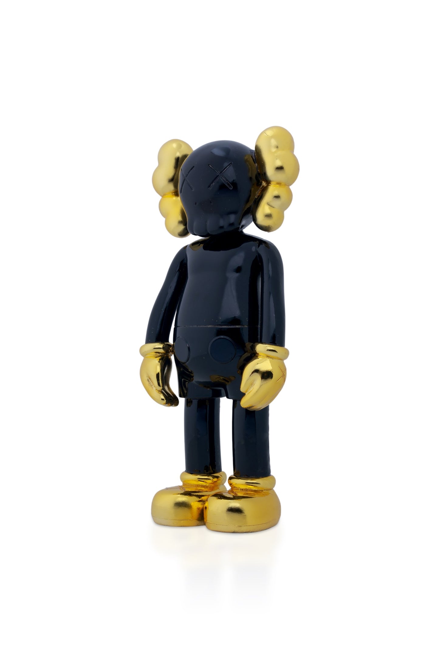Kaws Sculpture Metallic Black with Gold Chrome Accents Home Decor (14 x 30 x 8 cm)