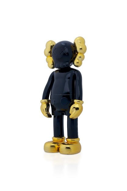 Kaws Sculpture Metallic Black with Gold Chrome Accents Home Decor (14 x 30 x 8 cm)