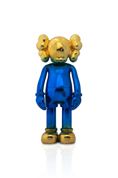 Kaws Sculpture Blue & Gold Pop Art Icon Home Decor (14 x 30 x 8 cm)