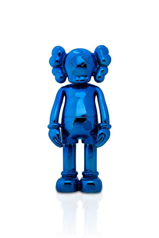 Kaws Sculpture Vibrant Blue Metallic Chrome Collection Home Decor (14 x 30 x 8 cm)