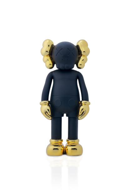 Kaws Sculpture Matte Black with Gold Chrome Accents Home Decor (14 x 30 x 8 cm)
