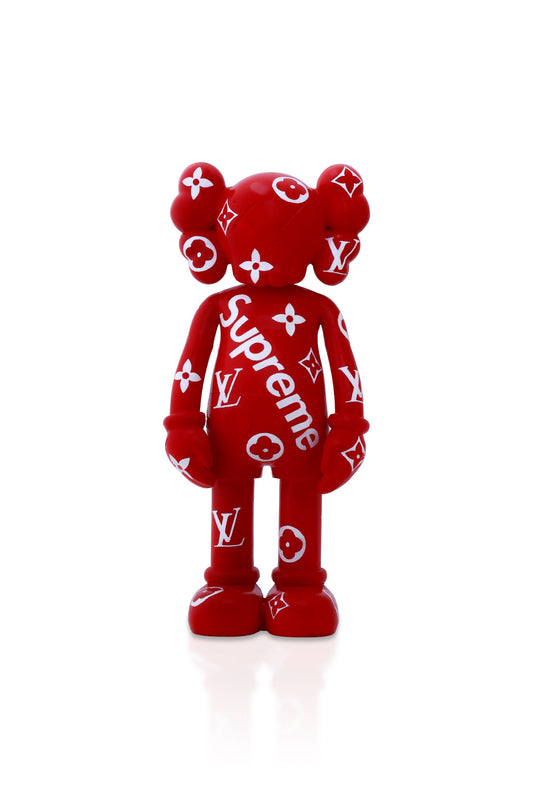 Kaws Sculpture Red Louis Vuitton x Supreme Collaboration (14 x 30 x 8 cm)