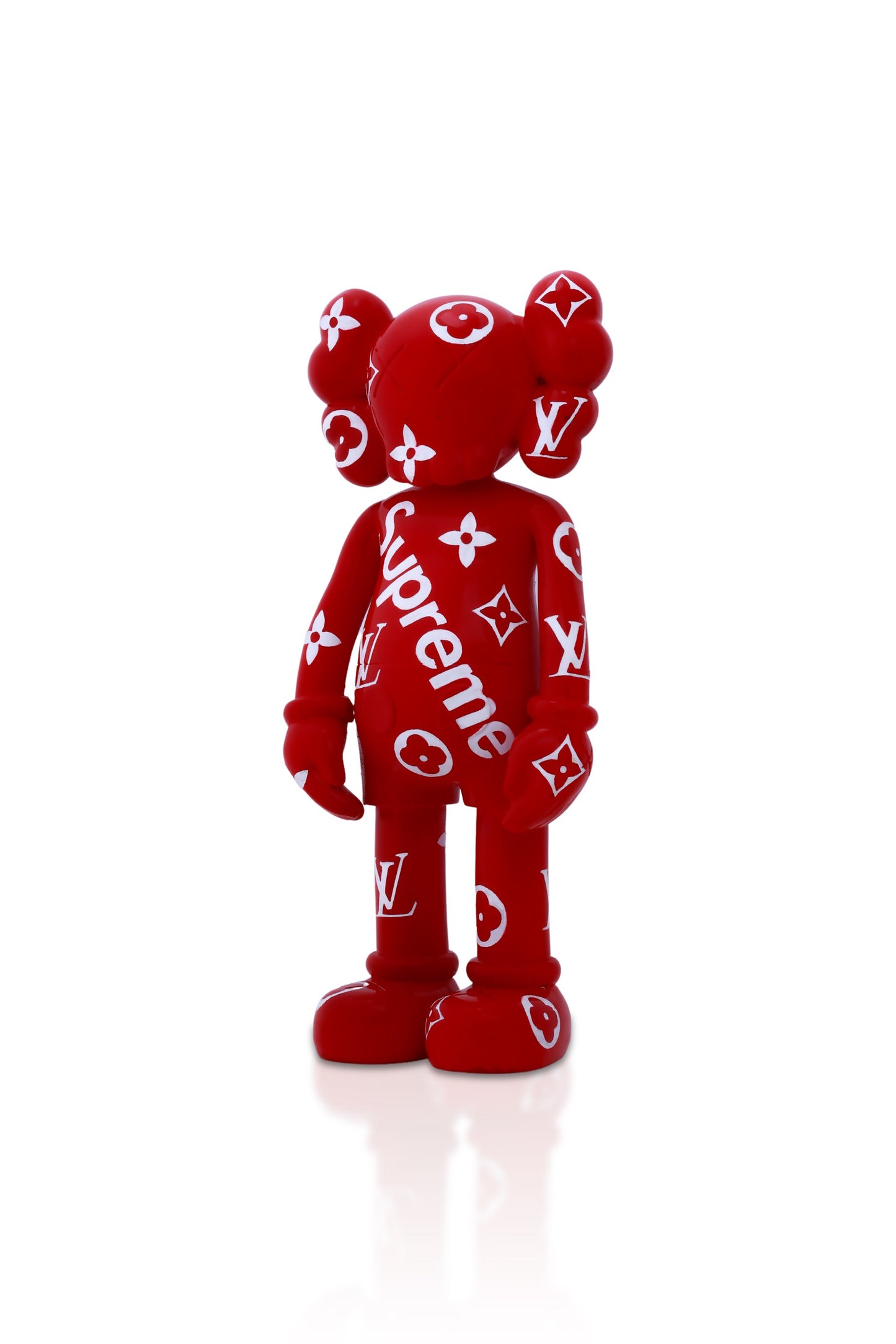 Kaws Sculpture Red Louis Vuitton x Supreme Collaboration (14 x 30 x 8 cm)