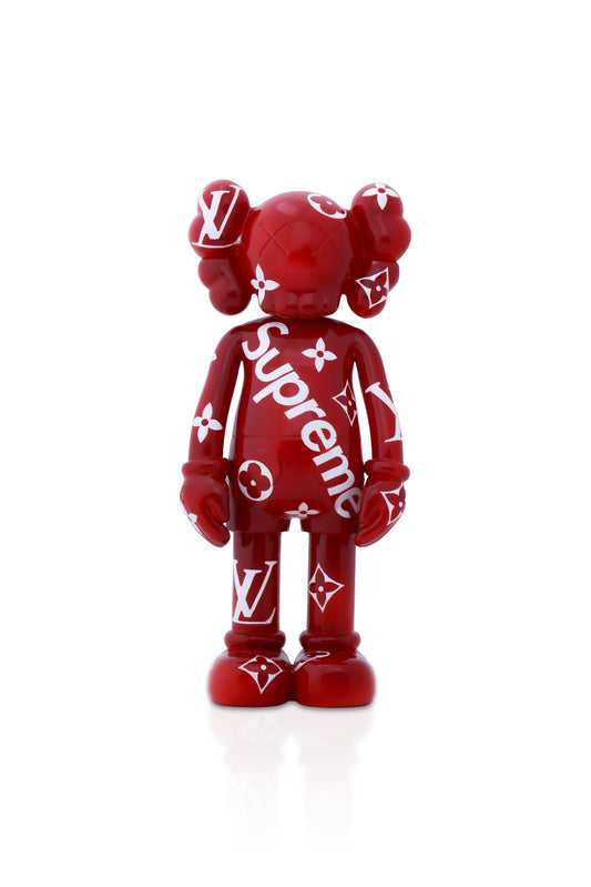 Kaws Sculpture Maroon Louis Vuitton x Supreme Collaboration (14 x 30 x 8 cm)