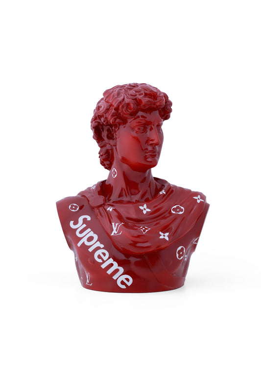 Michelangelo's David Maroon Supreme LV Collaboration Home Decor Sculpture (26 x 30 x 17 cm)