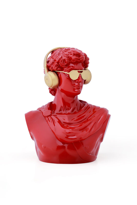 Michelangelo's David Vibrant Red Home Decor Sculpture