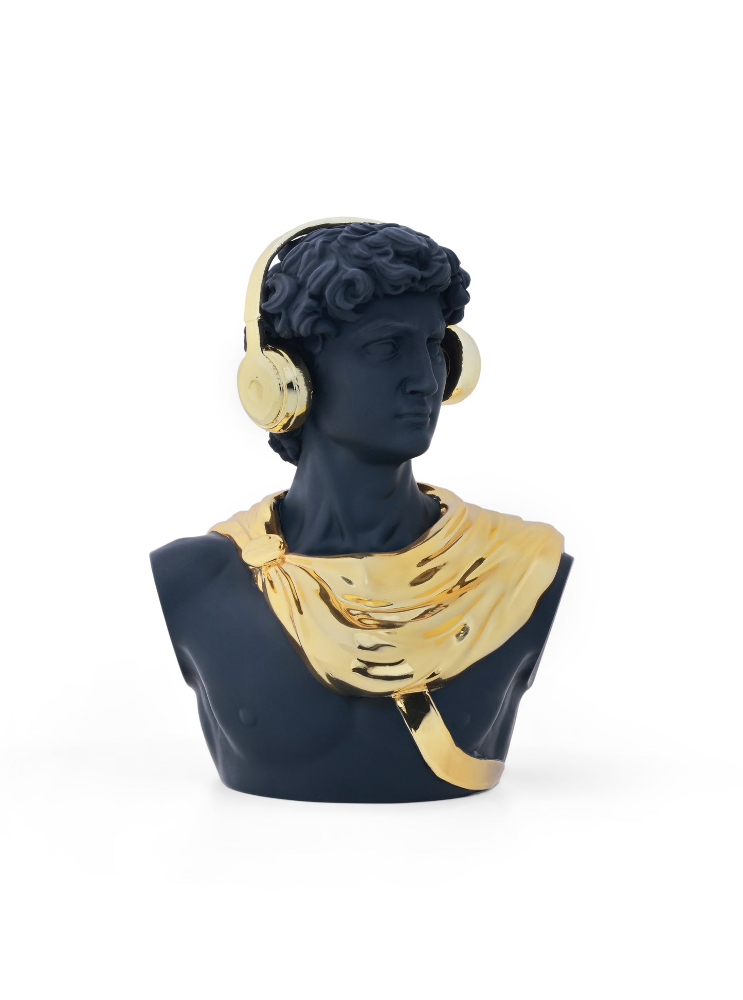 Michelangelo's David Black & Gold Chrome Home Decor Sculpture (26 x 30 x 17 cm)