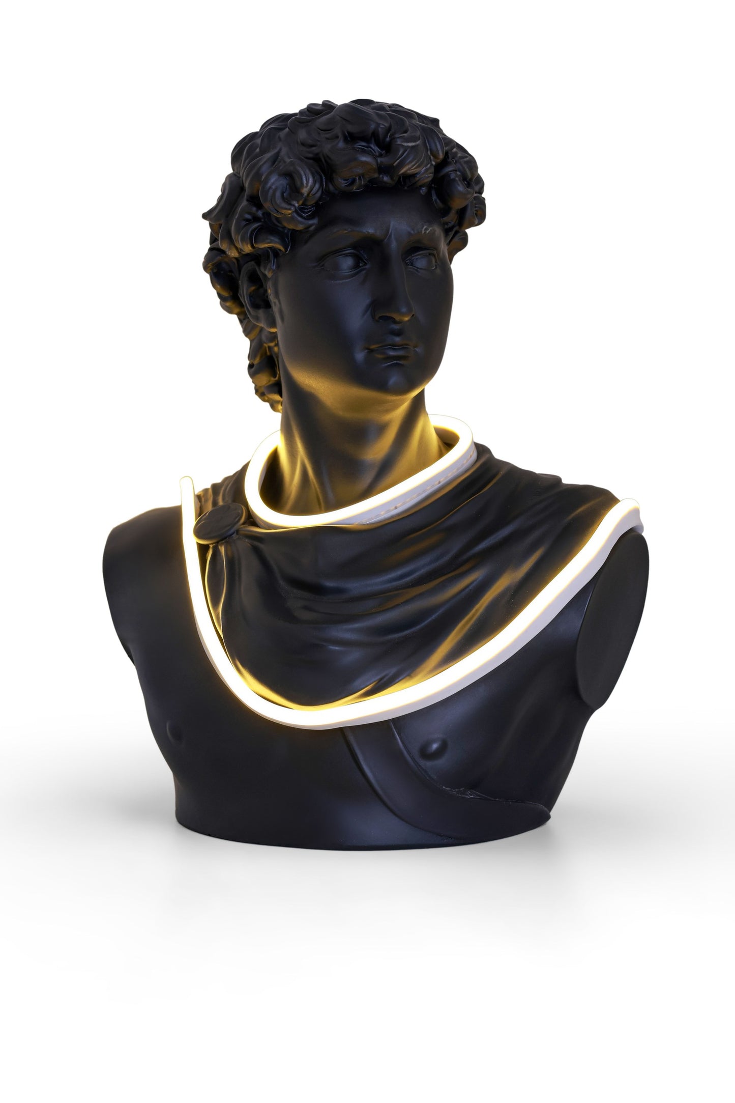 Michelangelo's David Matte Black Home Decor Sculpture with Light