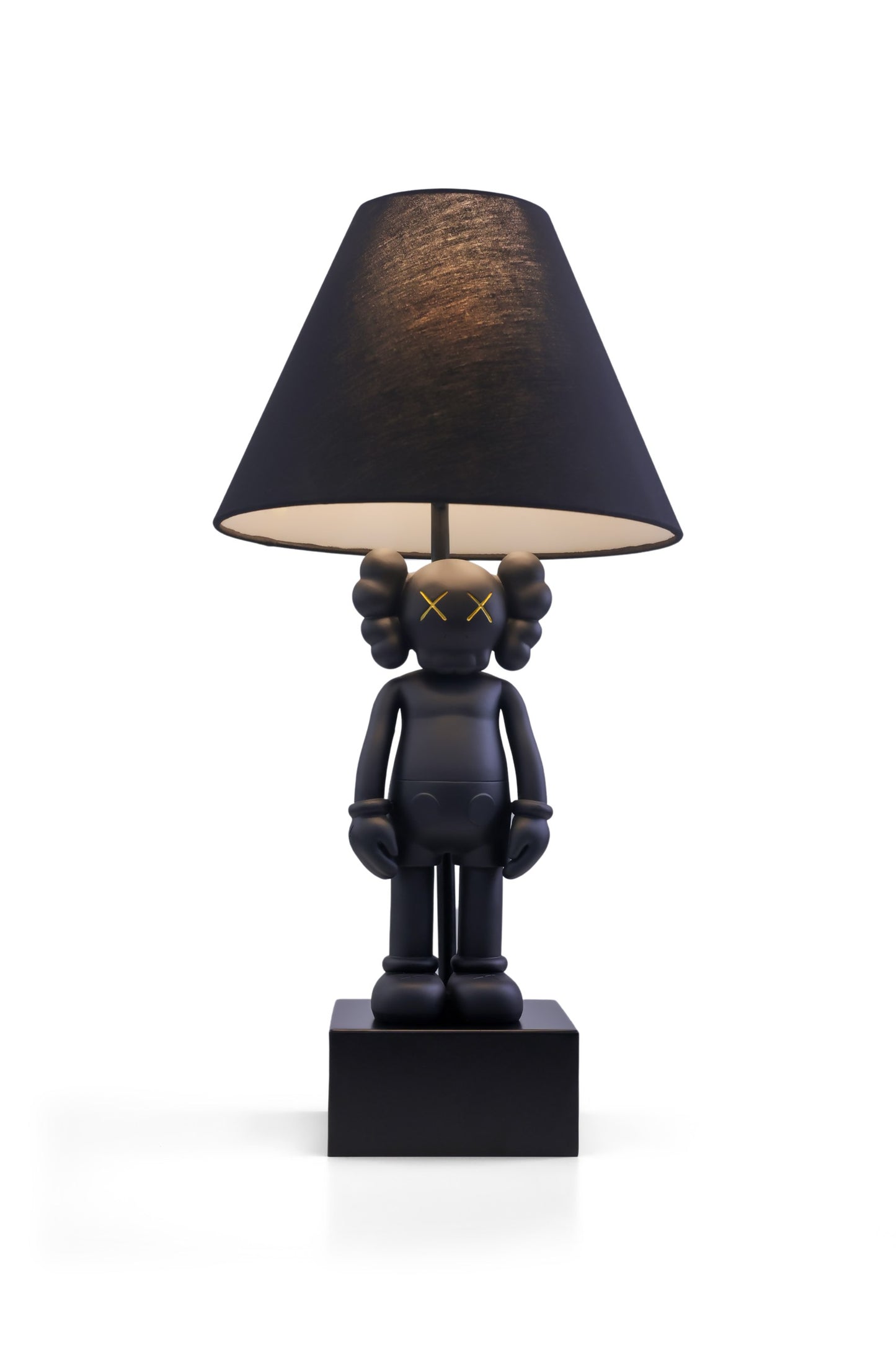Kaws-Inspired Table Lamp with Matte Black Kaws Sculptures