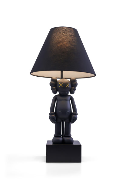 Kaws-Inspired Table Lamp with Matte Black Kaws Sculptures
