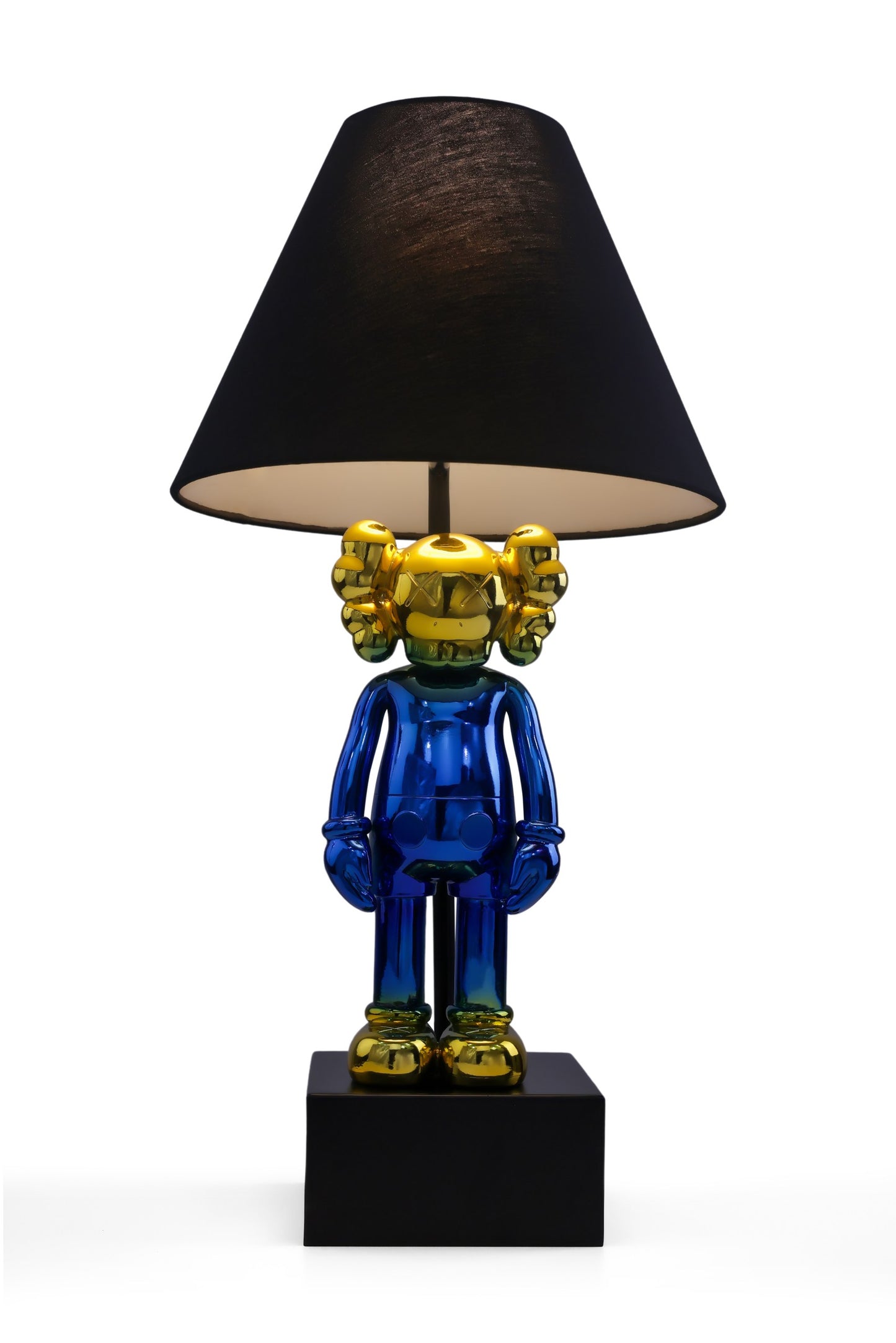 Kaws-Inspired Table Lamp with Metallic Blue & Gold-Plated Kaws Sculpture