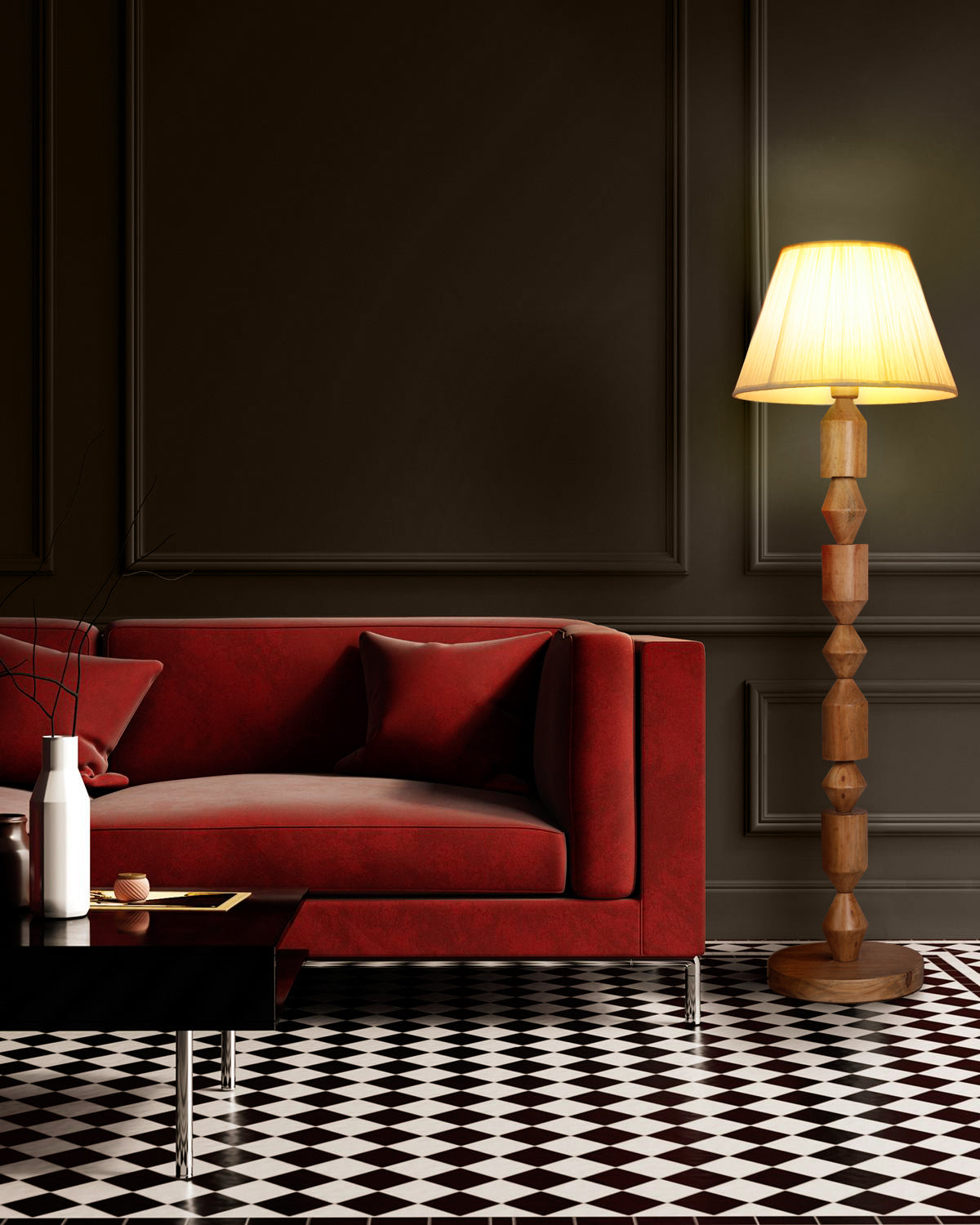 Wood Totem Floor Lamp 141 cm Home Decor Lighting