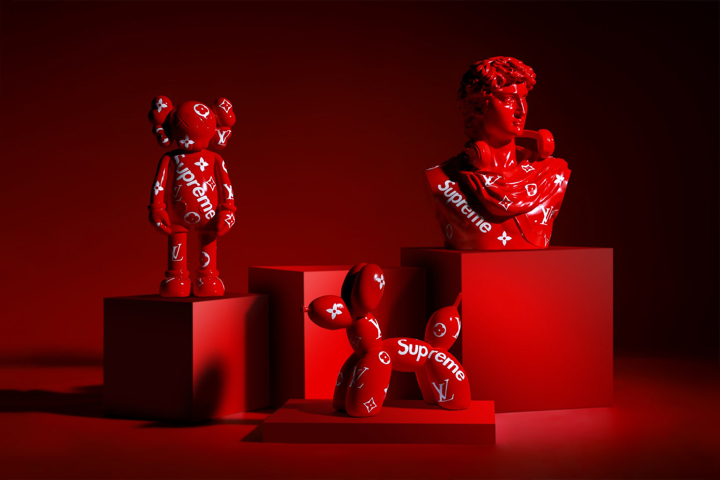 Michelangelo's David Louis Vuitton x Supreme Collaboration Home Decor Sculpture (26 x 30 x 17 cm)