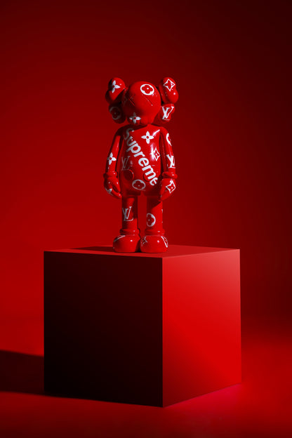 Kaws Sculpture Red Louis Vuitton x Supreme Collaboration (14 x 30 x 8 cm)