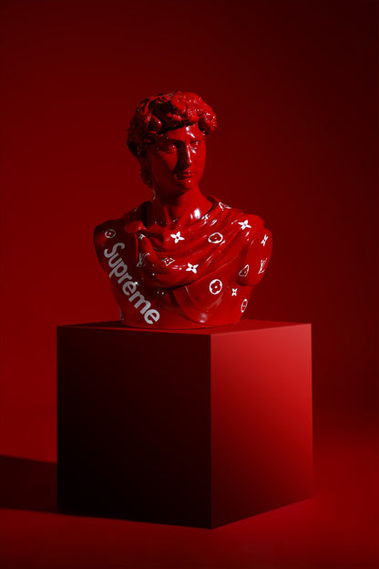 Michelangelo's David Maroon Supreme LV Collaboration Home Decor Sculpture (26 x 30 x 17 cm)