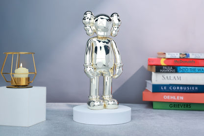 Kaws Sculpture Metallic Silver Chrome Collection Home Decor (14 x 30 x 8 cm)