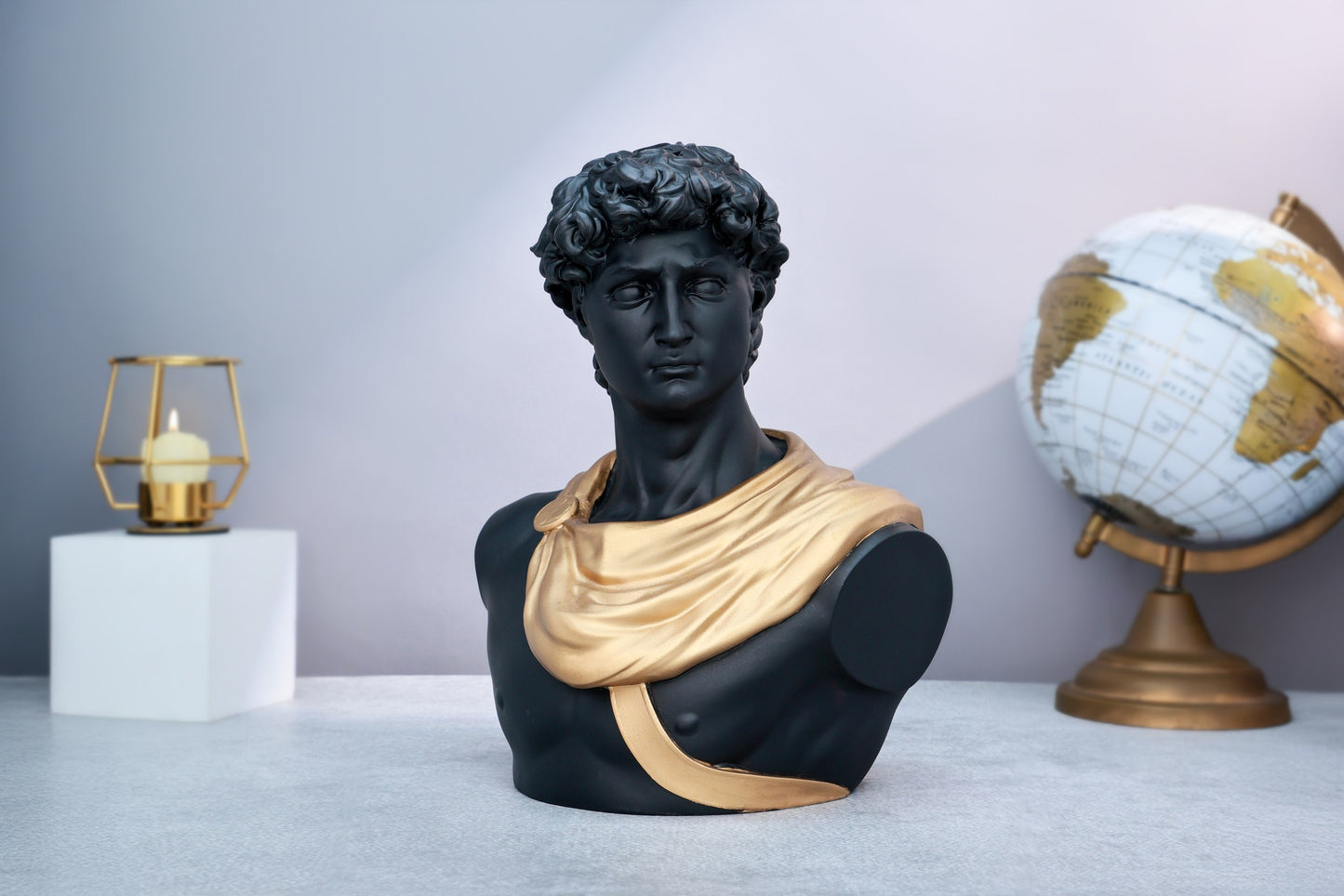 Michelangelo's David Black & Gold Matte Home Decor Sculpture (26 x 30 x 17 cm)