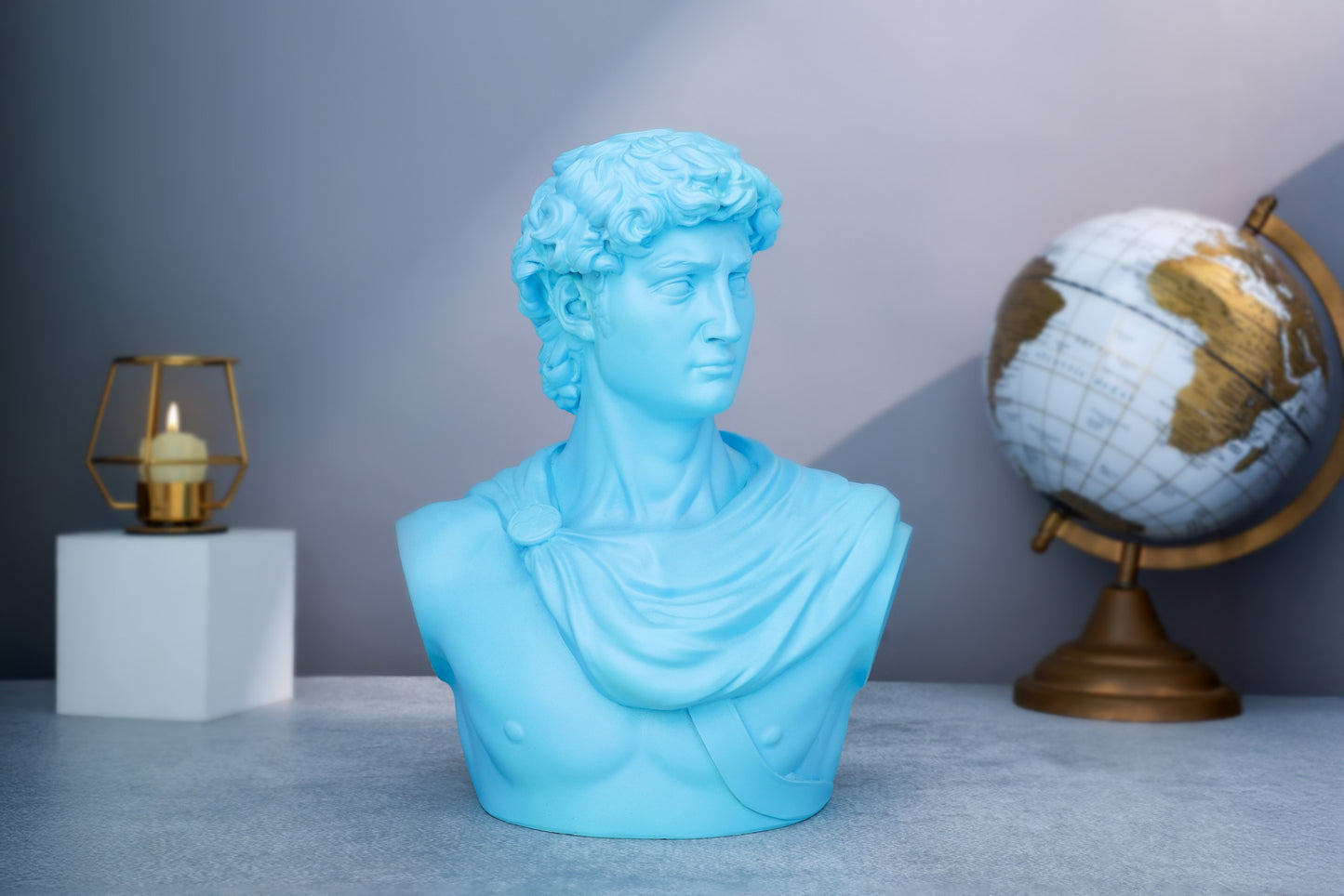 Michelangelo's David Sky Blue Home Decor Sculpture