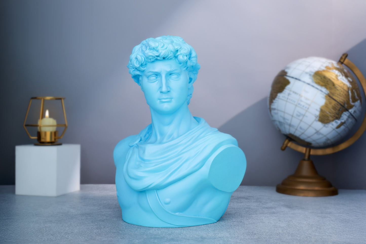 Michelangelo's David Sky Blue Home Decor Sculpture