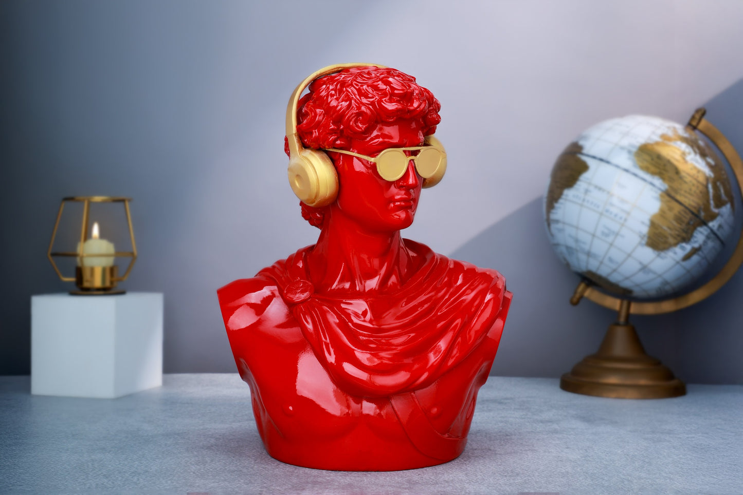 Michelangelo's David Vibrant Red Home Decor Sculpture