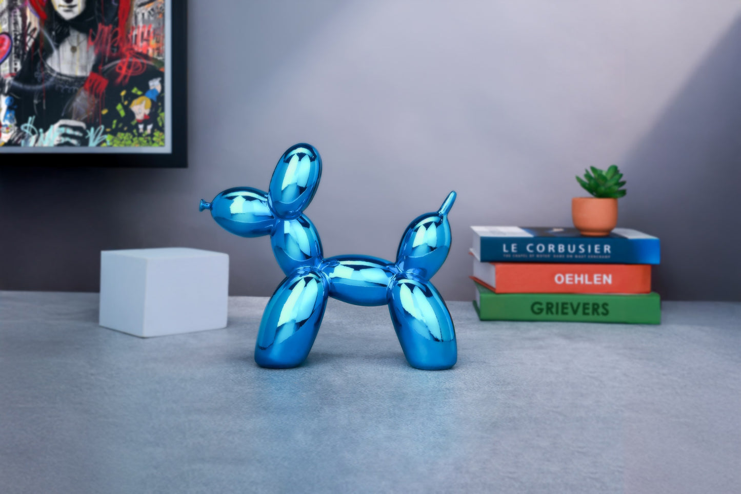Balloon Dog Blue Chrome Home Decor Sculpture