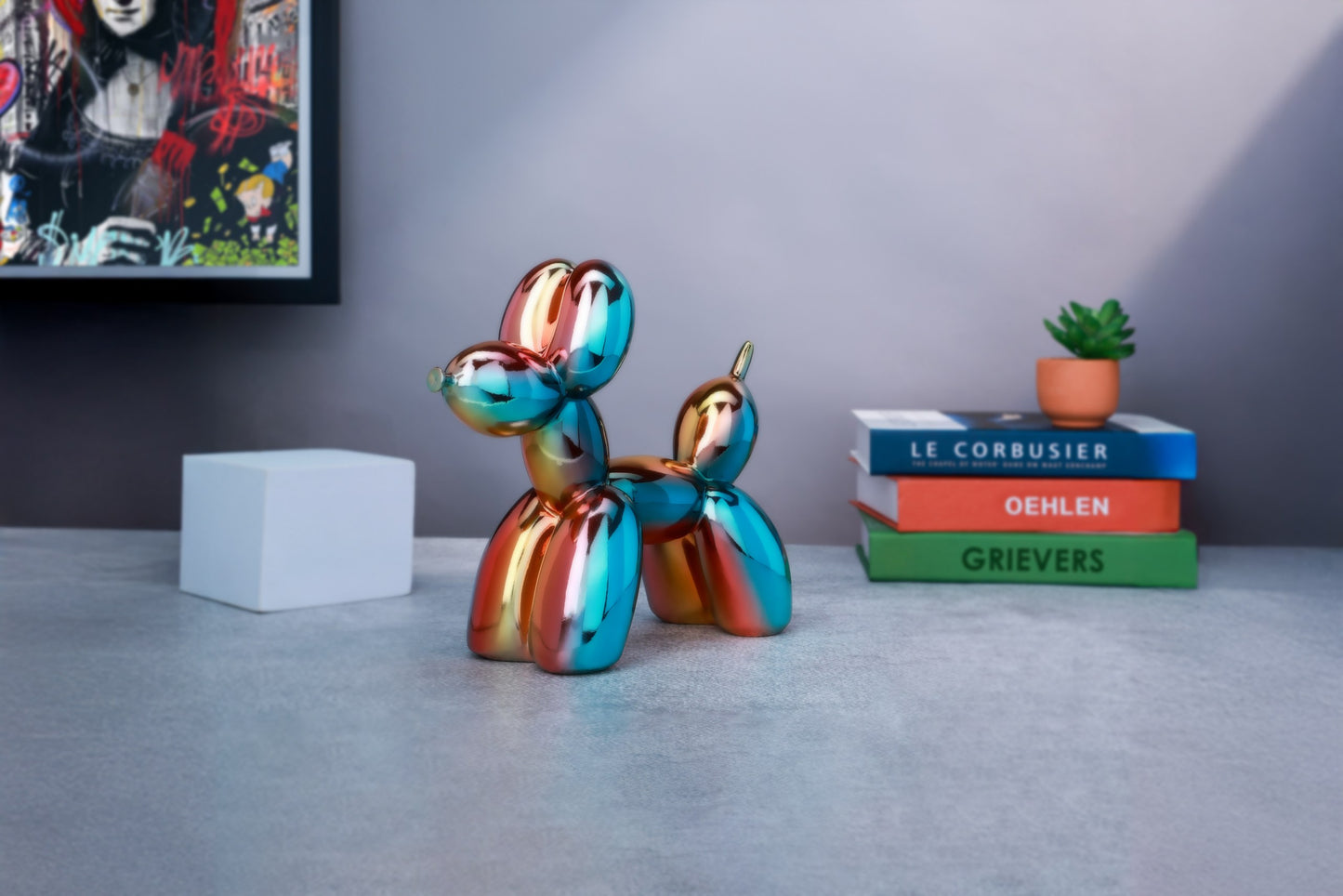 Balloon Dog Rainbow Chrome Home Decor Sculpture