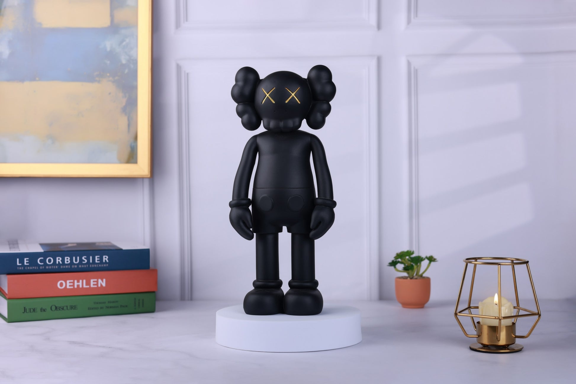 Kaws Sculpture Matte Black Pop Art Icon Home Decor (14 x 30 x cm)