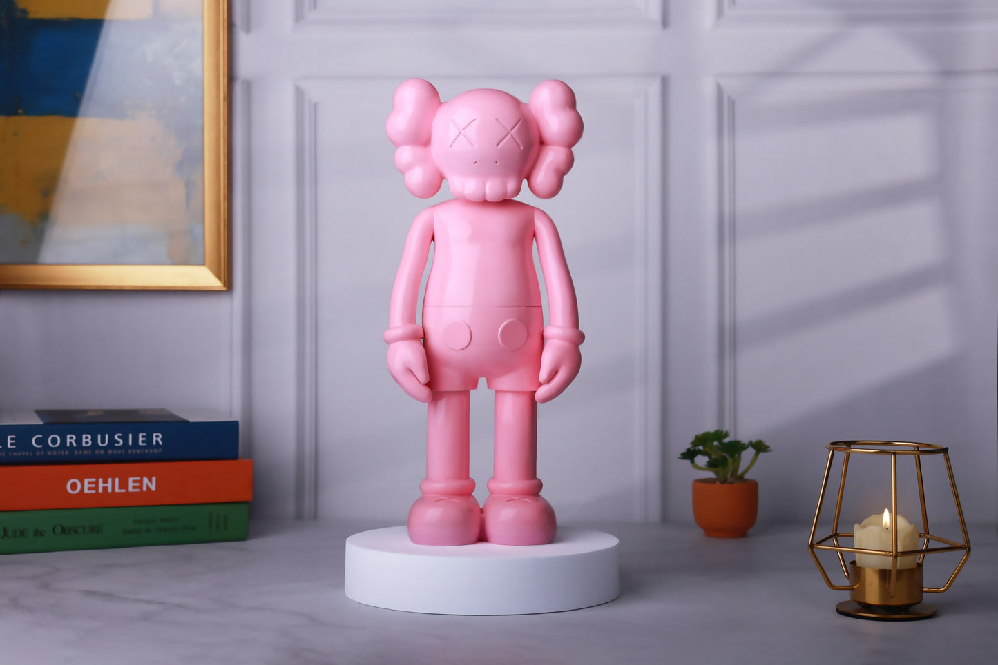 Kaws Sculpture Pink Matte Home Decor (14 x 30 x 8 cm)