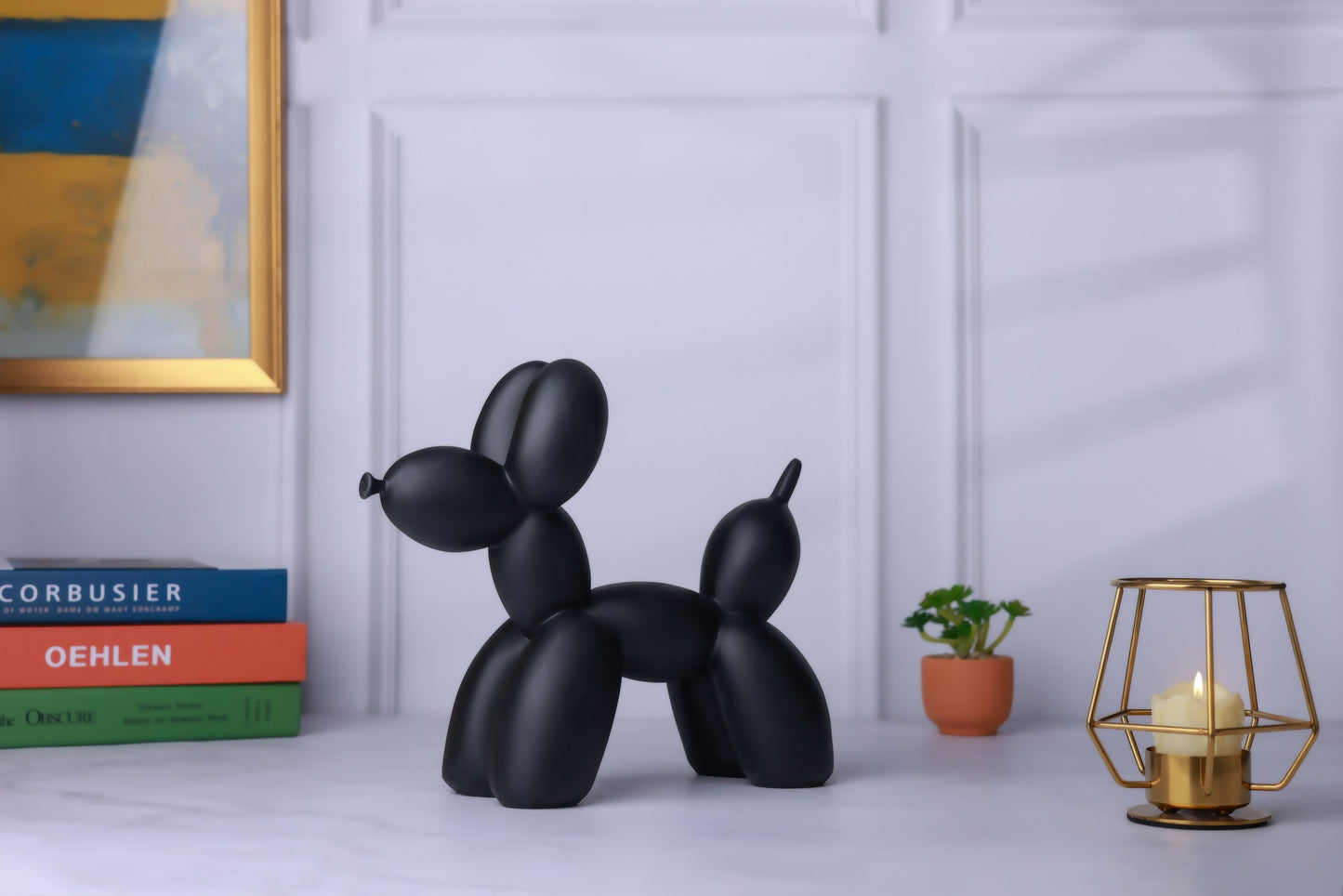Balloon Dog Black Matte Home Decor Sculpture (20 x 18 x 9 cm)