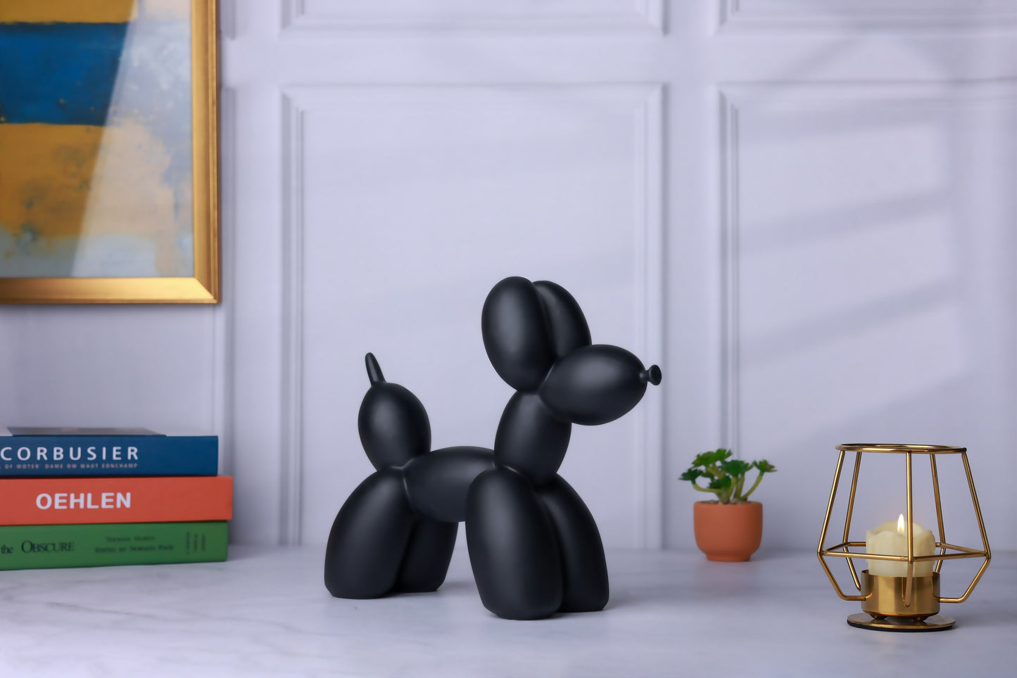 Balloon Dog Black Matte Home Decor Sculpture (20 x 18 x 9 cm)